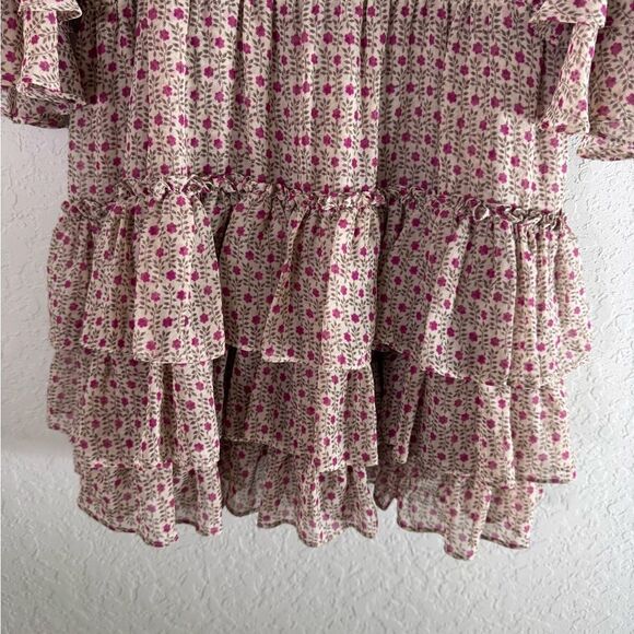MISA Los Angeles Floral Mini Dress Ruffle Tiered Smocked Waist Size M - Picture 4 of 12